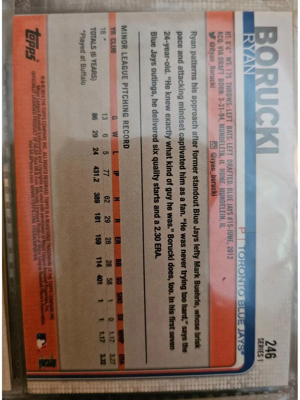 2019 Topps Ryan Borucki RC #246 Rookie
